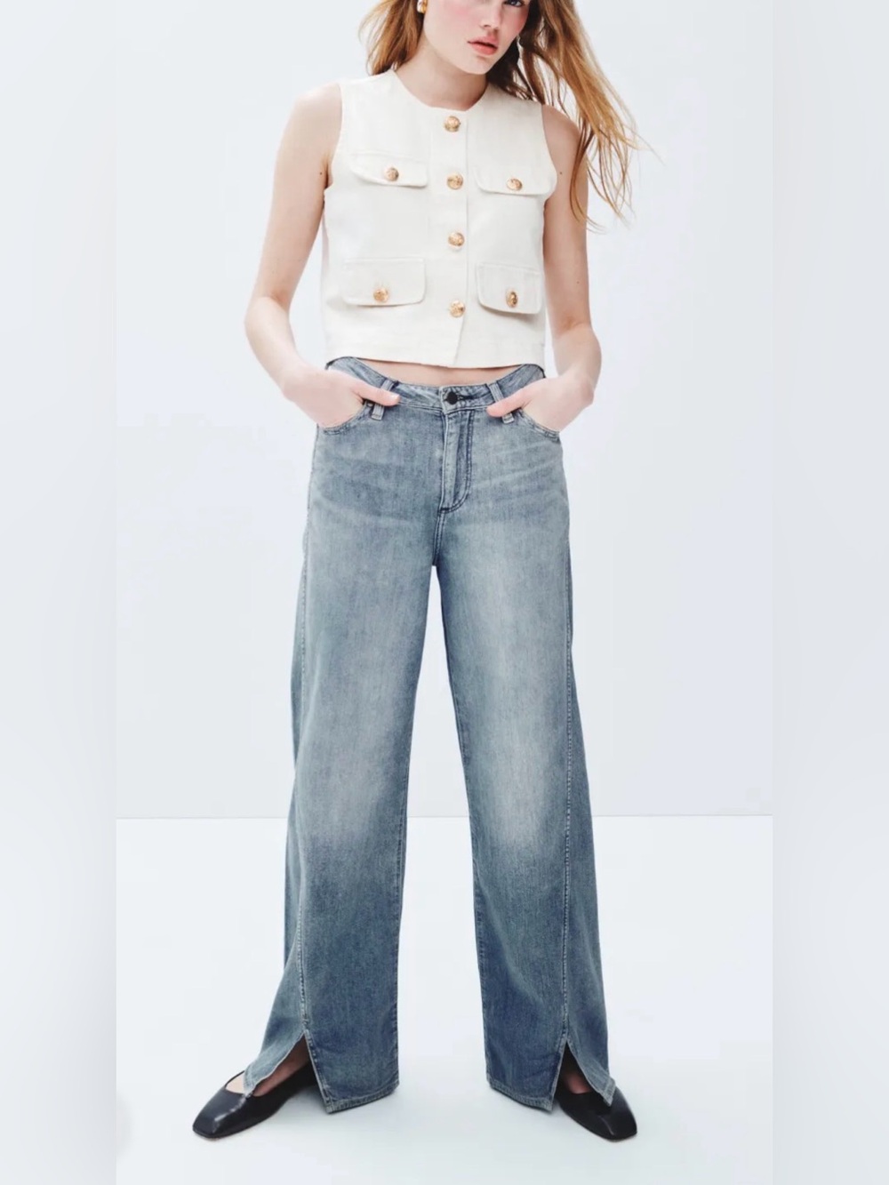 Wrangler Wide-Leg High-Rise Jeans - Light Wash Blue